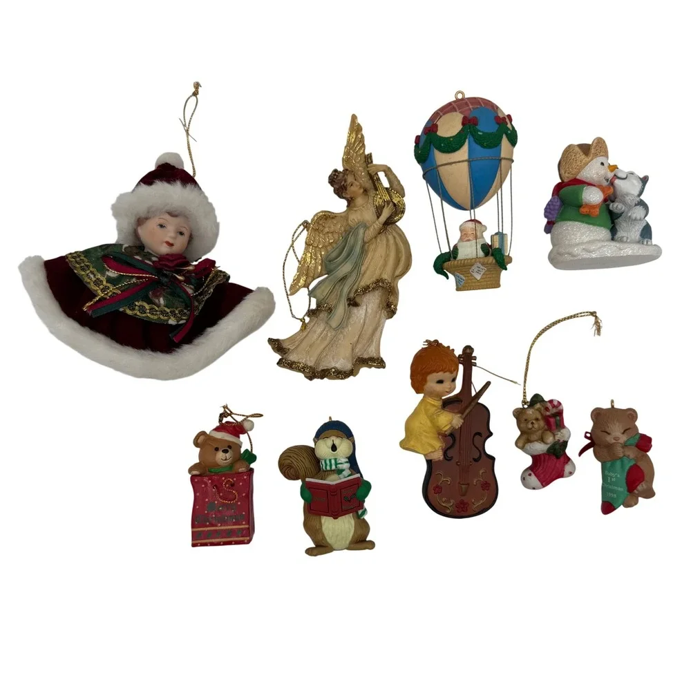 Vintage Christmas Ornaments Holiday Mixed Lot of 9 w/ Hallmark & Noma Tree Decor